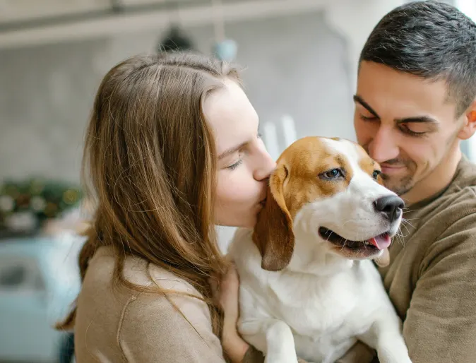Couple with adopted dog
